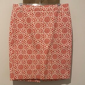 J. Crew Red and White Patterned Skirt